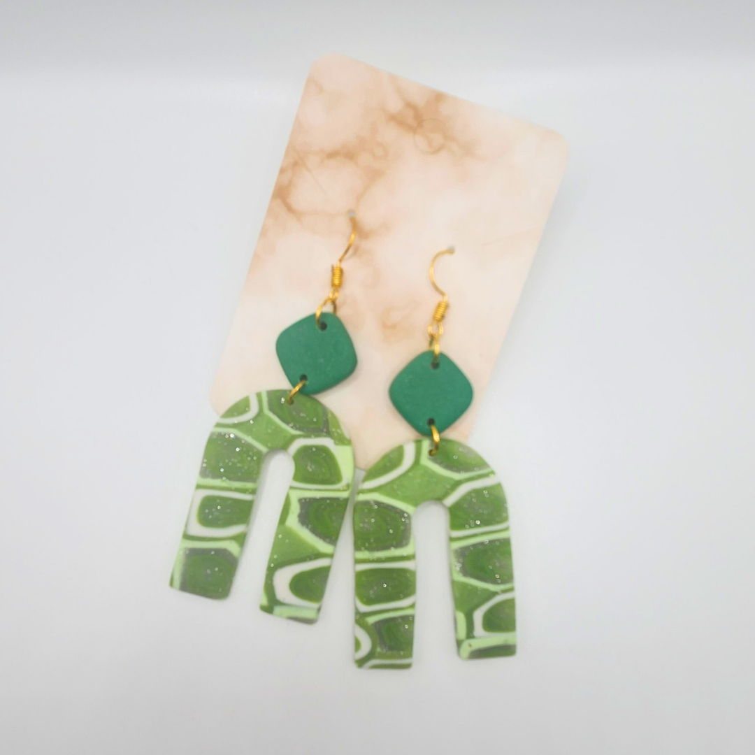 Green Geode Triomphe Dangles