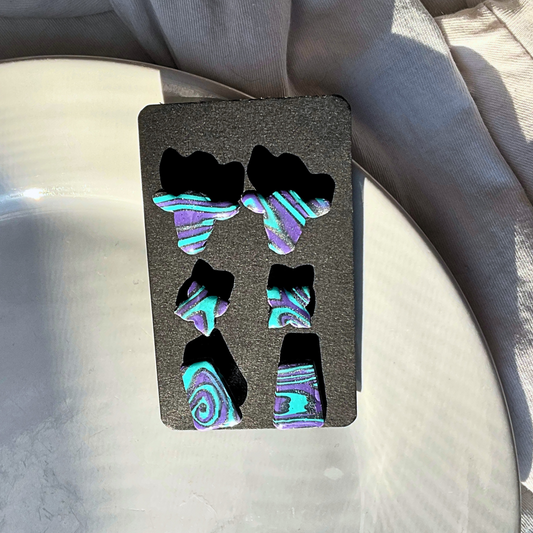 Teal and Purple Swirl Stud Pack